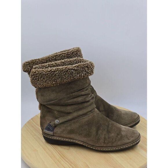 Stuart Weitzman Suede Slouch Mid- Calf  Boots Womens sz 7 Leather Faux Fur - Picture 1 of 12